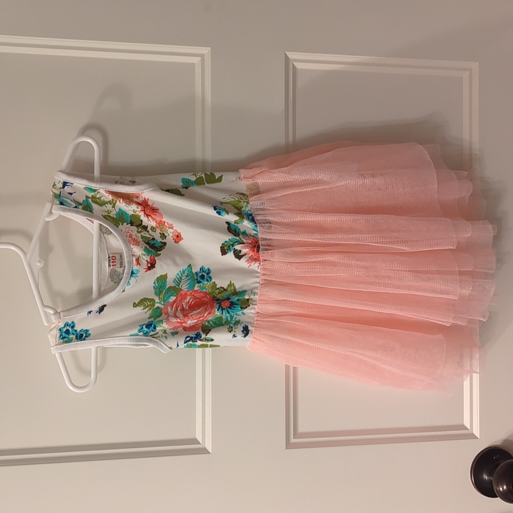 Floral pink tulle dress